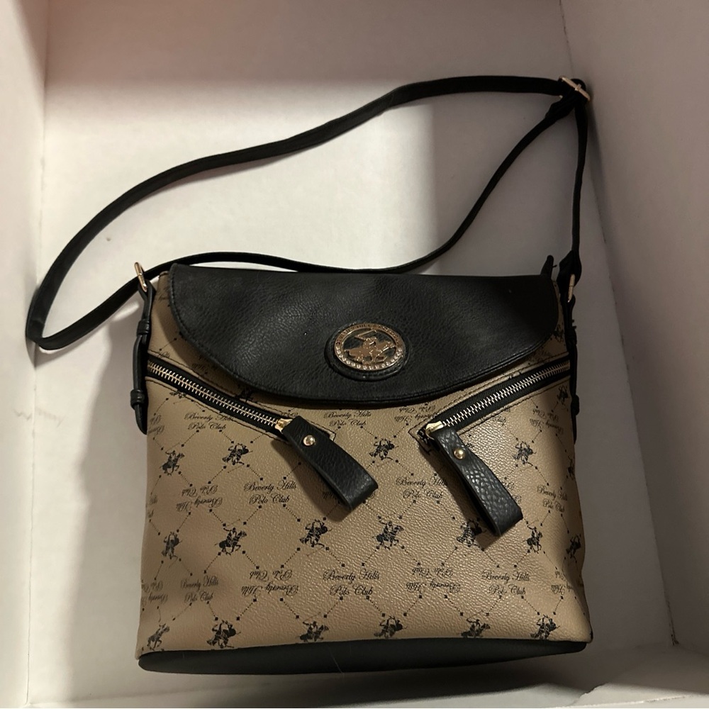 Beverly Hills Polo Club Purse Crossbody Shoulder Logo Handbag Structured Flap